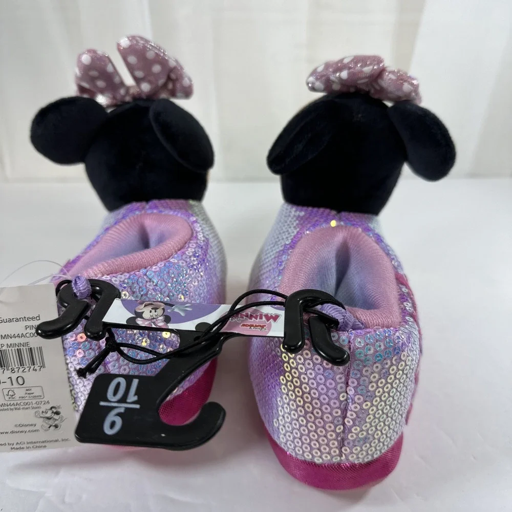 Disney Minnie Mouse Junior Girls 9-10 3D Pink Purple Sequin New